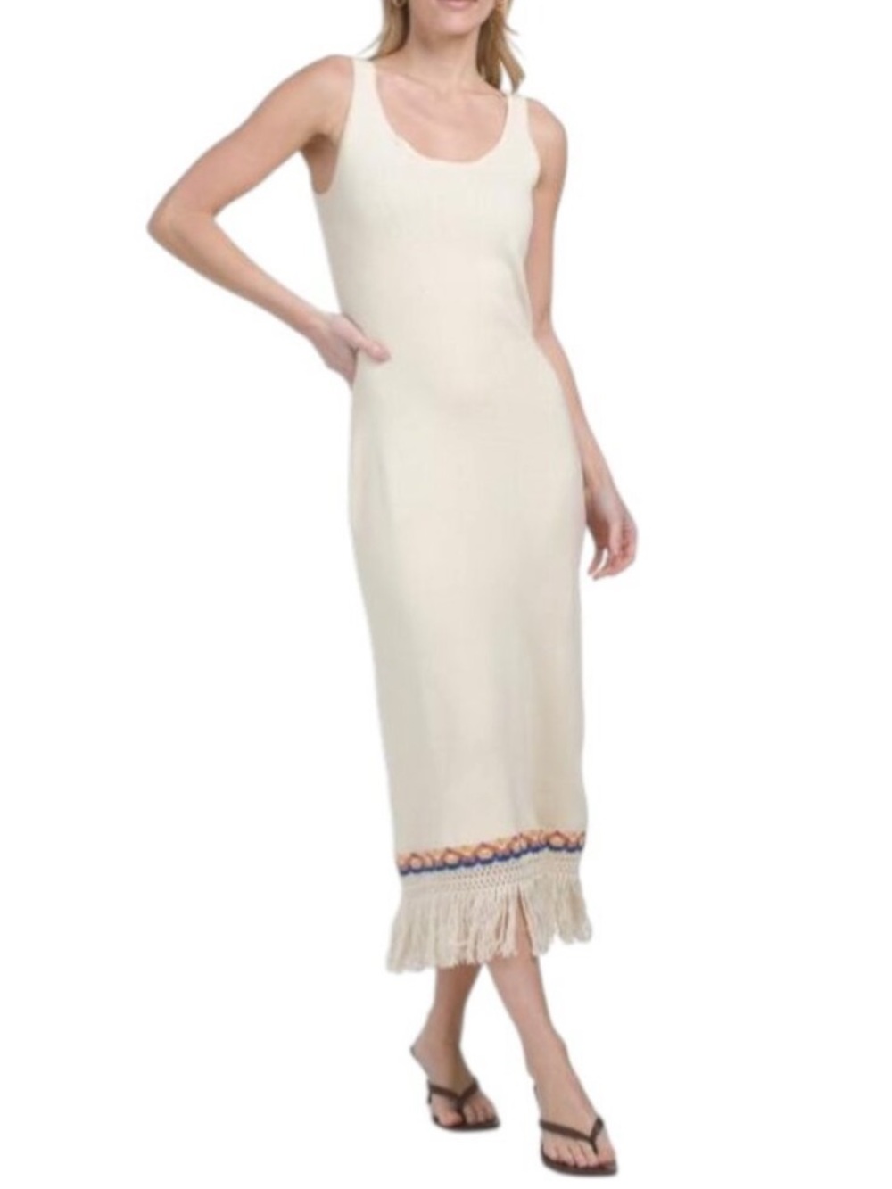 🔥SUPER NATURAL BY SECRET MISSION Fringe Hem Maxi Knit Dress